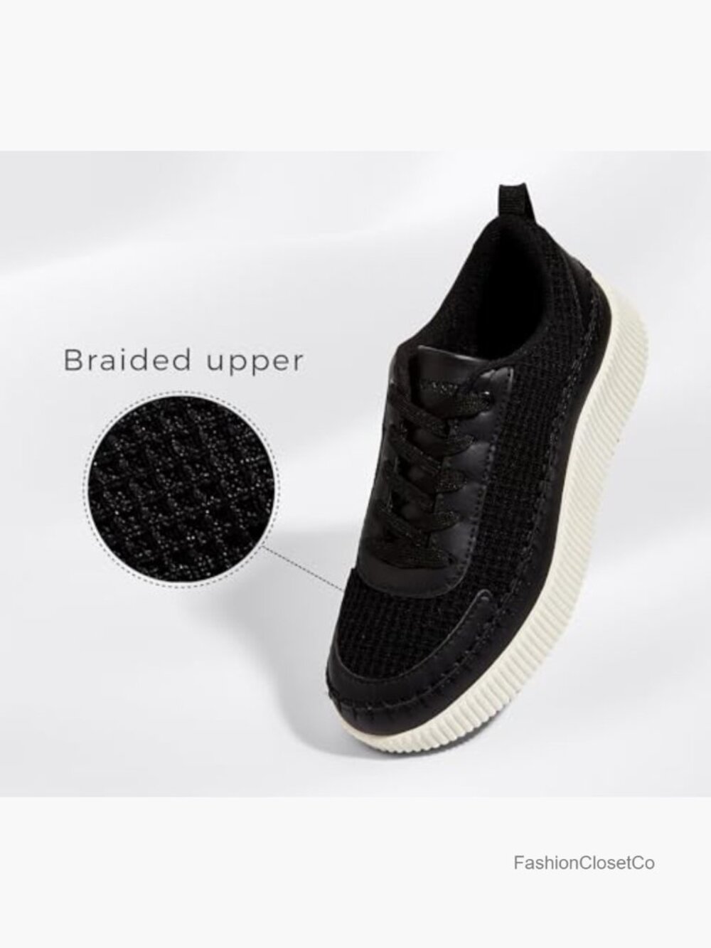 Chunky Platform Sneakers Rhinestone Fashion Casual Walking Shoes Lace-Up - Picture 3 of 7
